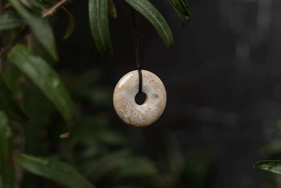 coral-fossil-pendant-donut-30mm-638900-sw Coral fossil pendant – Donut 30mm - Image 1
